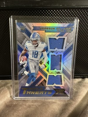 Panini 2022 XR Jameson Williams Rookie Triple Threats Materials #RTT-8 Lions