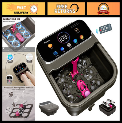 Electric Foot Spa Massager with Heat & Bubbles, Color Touch Screen, Remote Contr