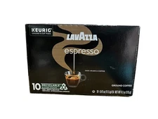 Lavazza Espresso Ground Coffee 10 Recyclable K-Cup Pods 4.1 oz Black