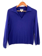 CHARTER CLUB Blue Collared V-Neck Cashmere Pull-On Sweater Large