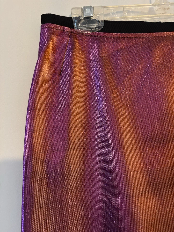 Falda Dries Van Noten 4 Lápices Hasta la Rodilla Metálica Rosa Brillo Vacaciones Foto 2 de 4