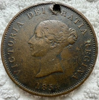 1854 New Brunswick One Penny copper currency token