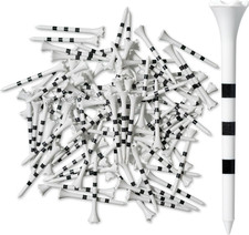 Plastic Golf Tees 3 1/4 Inch White Black Stripes Bulk 100 Pack