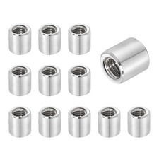 12Pcs 304 Stainless Steel M6x1.0mm Round Coupling Nuts, 0.39x0.53"(ODxH)