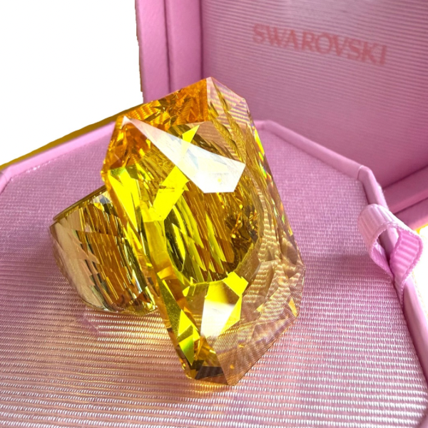 Swarovski Lucent Oversized Cocktail Ring Yellow 5607357 Size 52 NEW