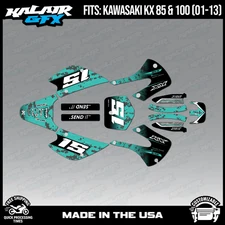 Kalair GFX Graphic Kit for Kawasaki KX85 KX100 (2001-2013)  Cyberware Teal