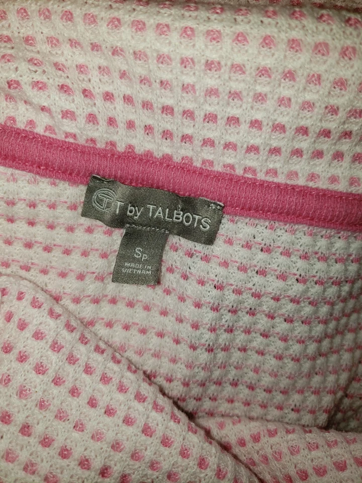 T By Talbots Top Womens Pink Waffle Knit Cowl Neck Pullover Long Sleeve size SP - Image 2 of 3