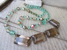 Vintage Smoky Quartz Sterling Silver Panel Faceted Crystal Bead 23