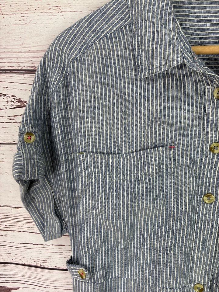 White Stuff Stripe Linen Shirt Dress Blue Size UK 12 Casual Long 100% Linen - Image 3 of 4