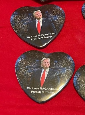 2 1/2  Heart Shaped Button We Love Trump