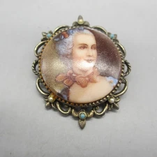 Vintage Portrait Brooch Pendant Victorian Revival