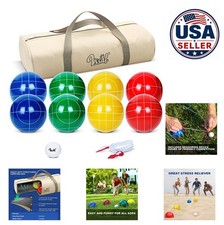 Bocce Ball Set 100mm Regulation Size 2.18 LB 8 Resin Balls Pallino Carrying Bag