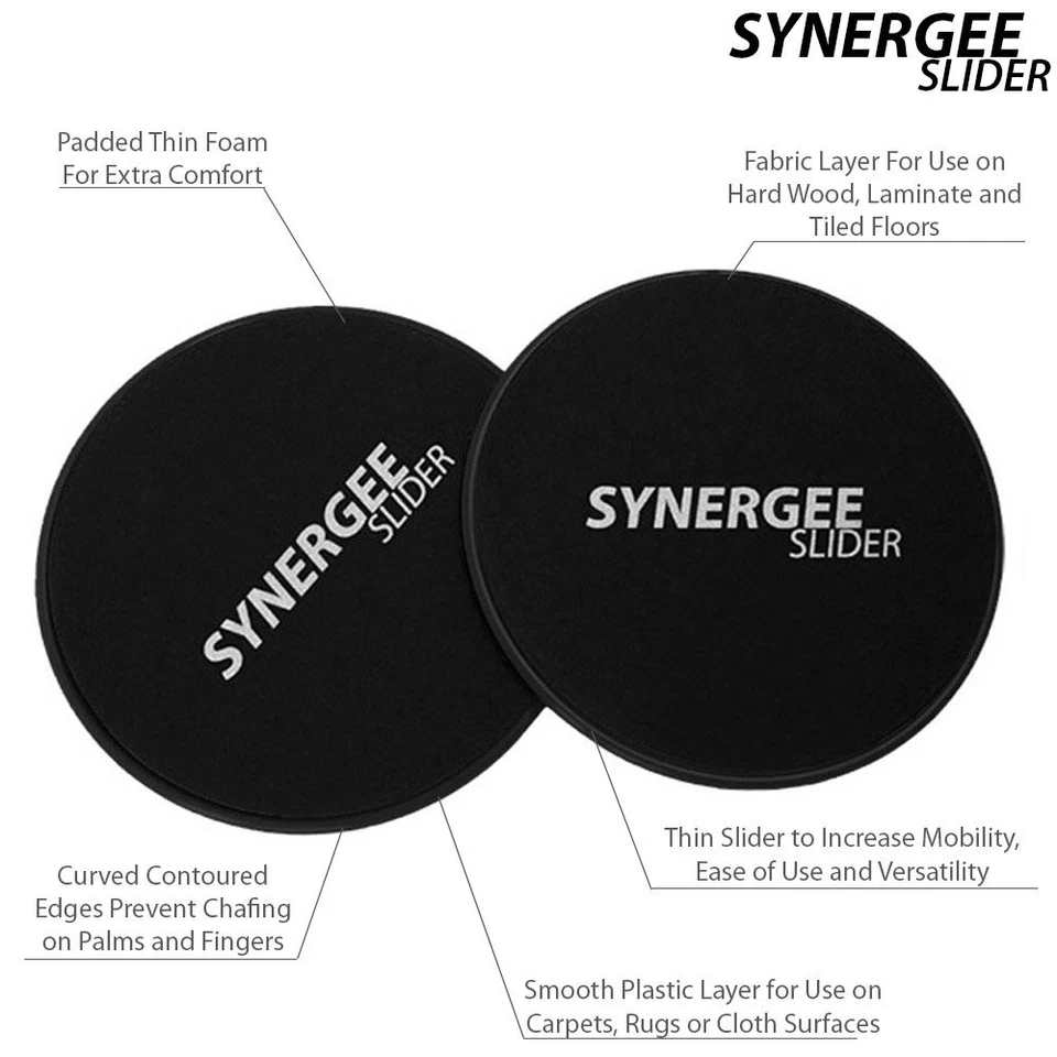 Deslizadores Synergee Jet Black Core. Uso de doble cara en alfombras o pisos de madera dura. Foto 3 de 4