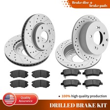 Front & Rear Drilled Brake Rotors Ceramic Pads Kit For 2010 2011 Kia Soul 2.0L