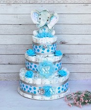3 Tier Elephant Diaper Cake Baby Shower Boy