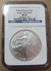 2006W American Silver Eagle NGC Burnished MS69 Early Release Blue Label