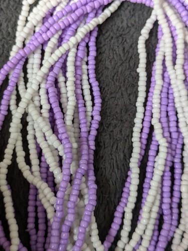 2x Elegant African Elastic White&purple Waist bead /belly chain 1sized fit31.5in - Picture 4 of 5
