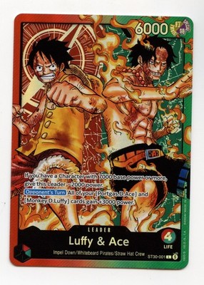 Luffy & Ace ST30-001 Starter Deck EX Full Art Parallel Holo One Piece TCG NM