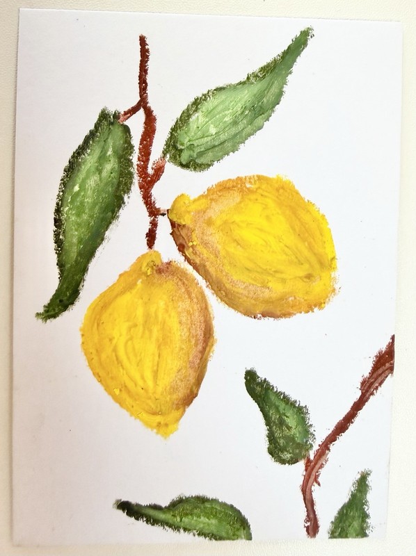 ACEO Art Card Original Mixed Media Painting Fruit Lemons