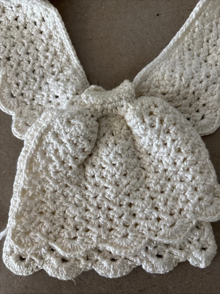 手工钩针可移动围兜领象牙色复古 Cottagecore 学院风扇贝 — 第 2/4 张图片