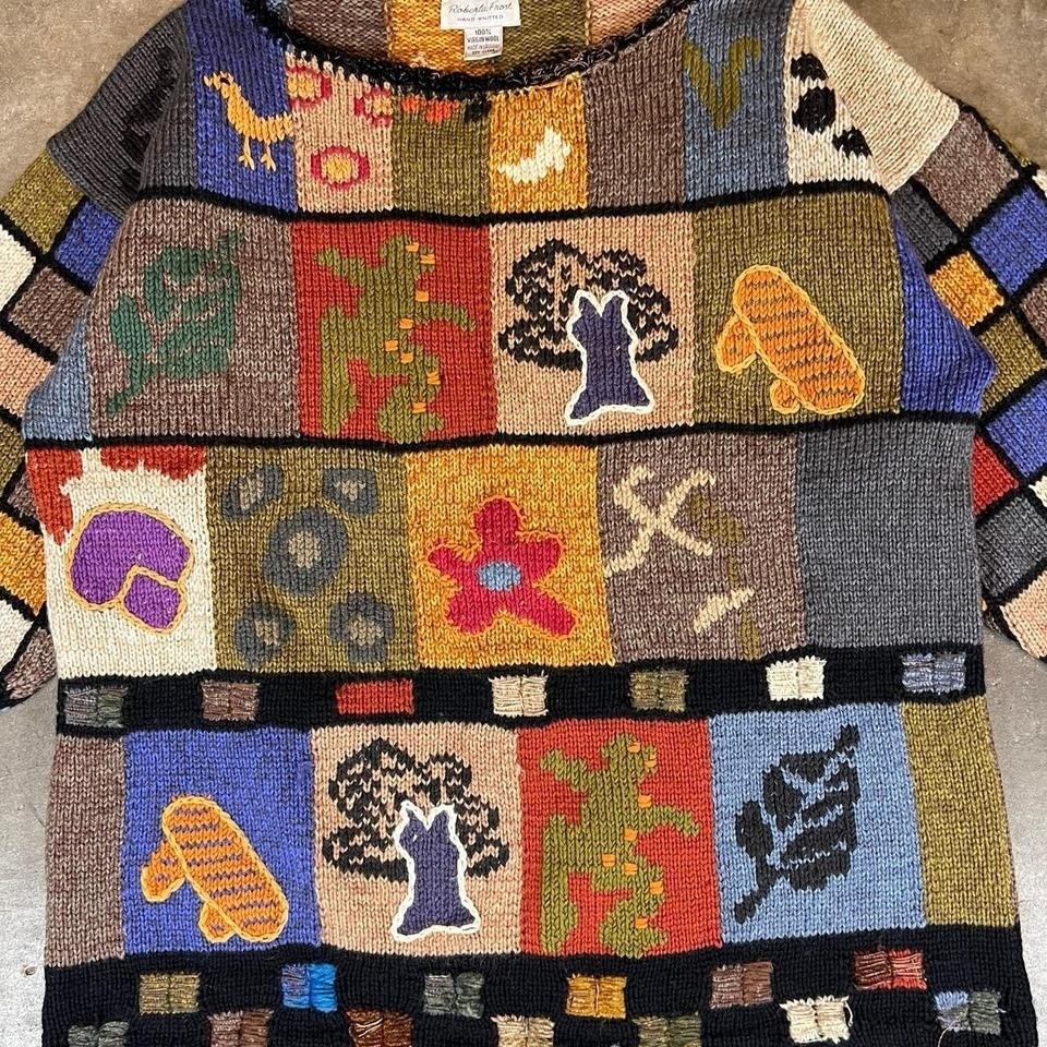 Roberta Kent Patchwork Sweater Women's Multi Colo… - image 4