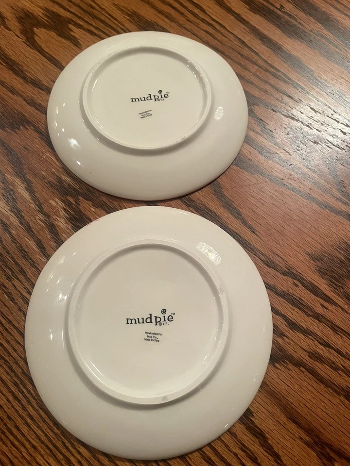 "Juego de 2 platos de postre de reno de pastel de barro de 6"" de diámetro cometa y bailarín" Foto 2 de 4