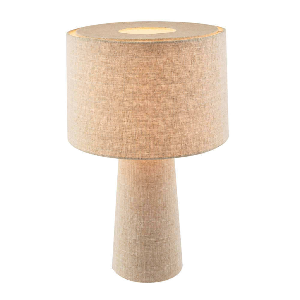 Modern Natural Oatmeal Linen Table Lamp with Fabric Shade and Base by Happy H...