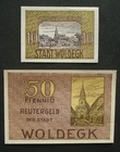 City of Woldegk 1920: Set emergency notes, Reutergeld, 10 and 50 Pfennigs