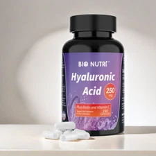 Hyaluronic Acid 250mg 240 Capsules 25mg of Vitamin C For Joint and Skin Health