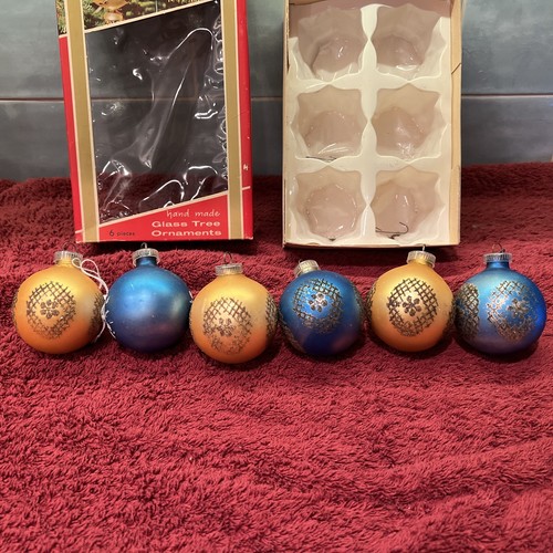 6 Vintage Austrian GLASS Christmas Ornament In Box 2 1/2” wide - Picture 5 of 16