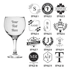 Personalised Engraved Glass Your Own Customised Text Etched Glassware Drink Gift