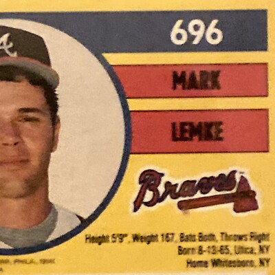 1991 Fleer Mark Lemke Atlanta Braves #696 Missing “.” In USA