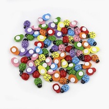 Pkg of 50 Small LADYBUG Stick-on Wood Craft Pieces 1/2" x 3/8" (12mm) (1204)