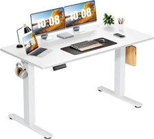 White 55" Electric Height Adjustable Desk Home Office Standing Computer Table