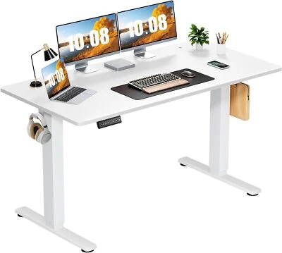 JHK White 55" Electric Height Adjustable Desk Home Office Standing Computer Table