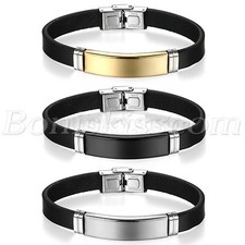 Brazalete brazalete brazalete de cuero clásico de acero inoxidable para hombre con grabado gratuito