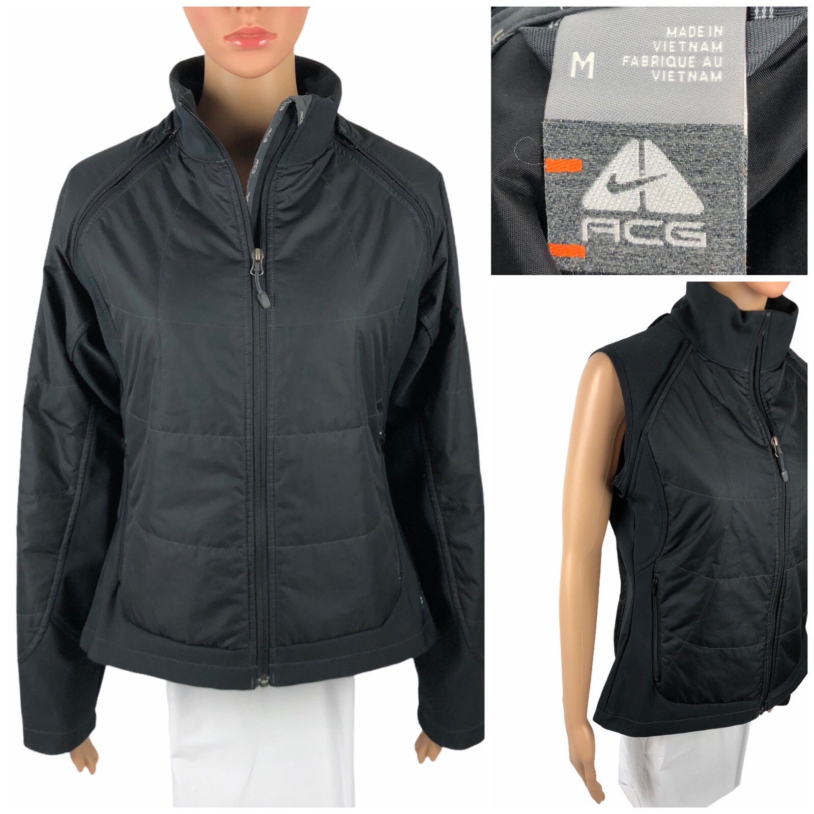 Nike ACG Womens Medium Jacket Black Convertible V… - image 1