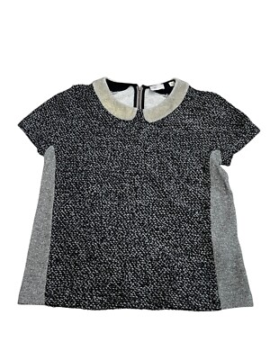 Anthropologie Postage Stamp Top Womens X-Small Black Gray