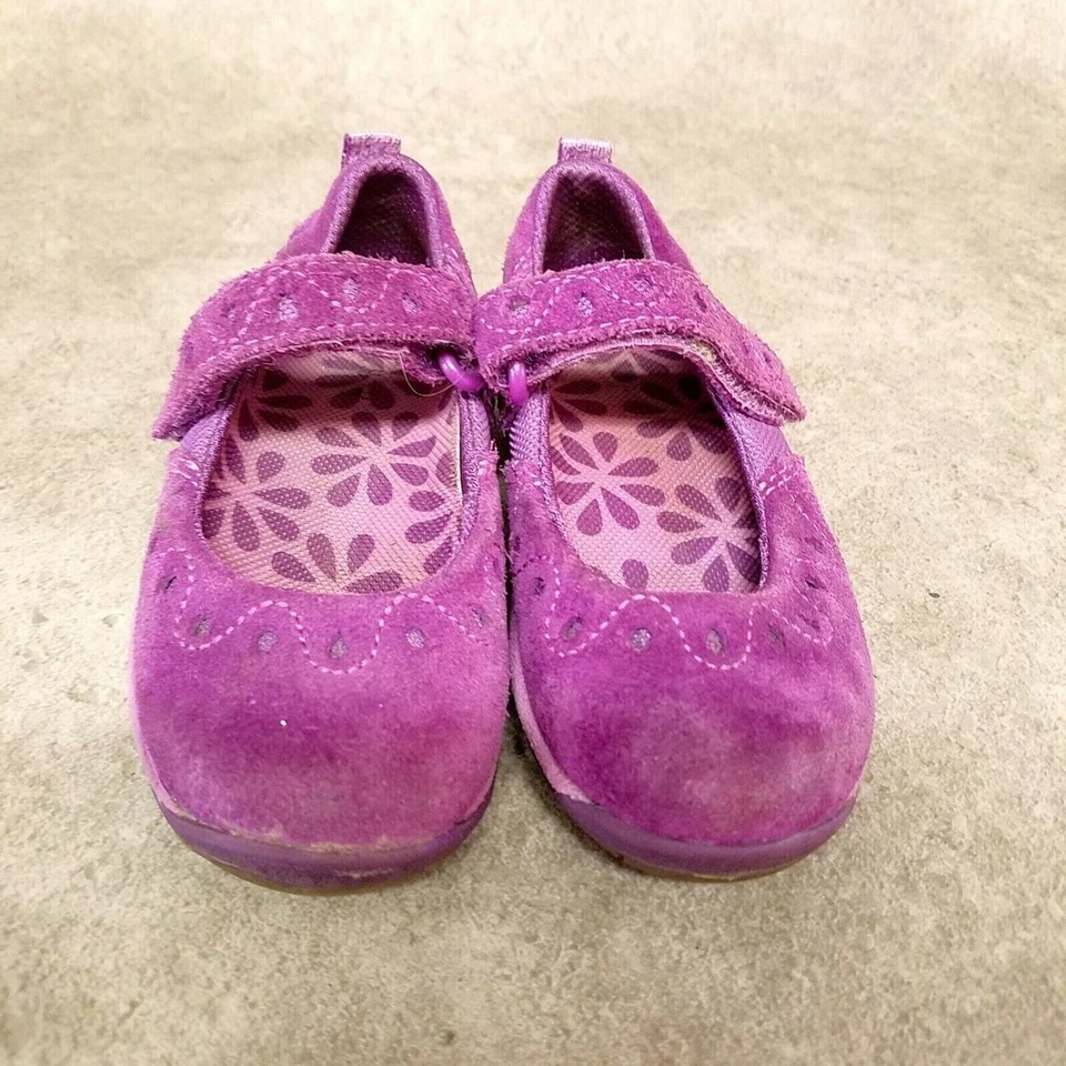 LL Bean Niñas Pequeñas 289114 Talla 7 Púrpura Gamuza Sin Cordones Mary Jane Pisos Foto 2 de 4