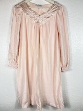 Miss Elaine VTG Made in USA Light Pink Knee Length Gown Soft Size -Small