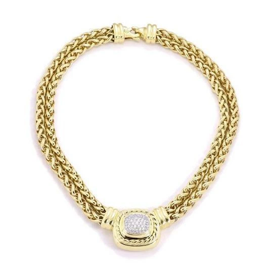 Collar Doble Cadena Oro Amarillo 18k Diamantes David Yurman Albion Original Foto 2 de 4