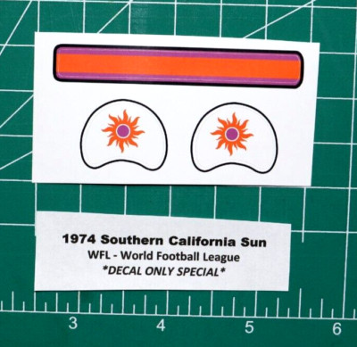 1974 WFL Southern California Sun Football Gumball Helmets *DIECUT DECALS ONLY*
