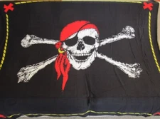 New Pirate Skull Red Bandana Cap Jolly Roger Fleece Throw Gift Blanket Eye Patch