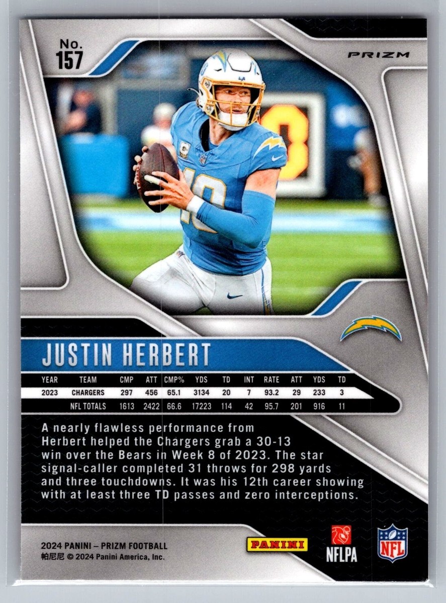 2024 panini prizm football justin herbert orange laser prizm #157