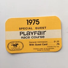 Playfair Race Course Special Guest Admission Ticket 1975