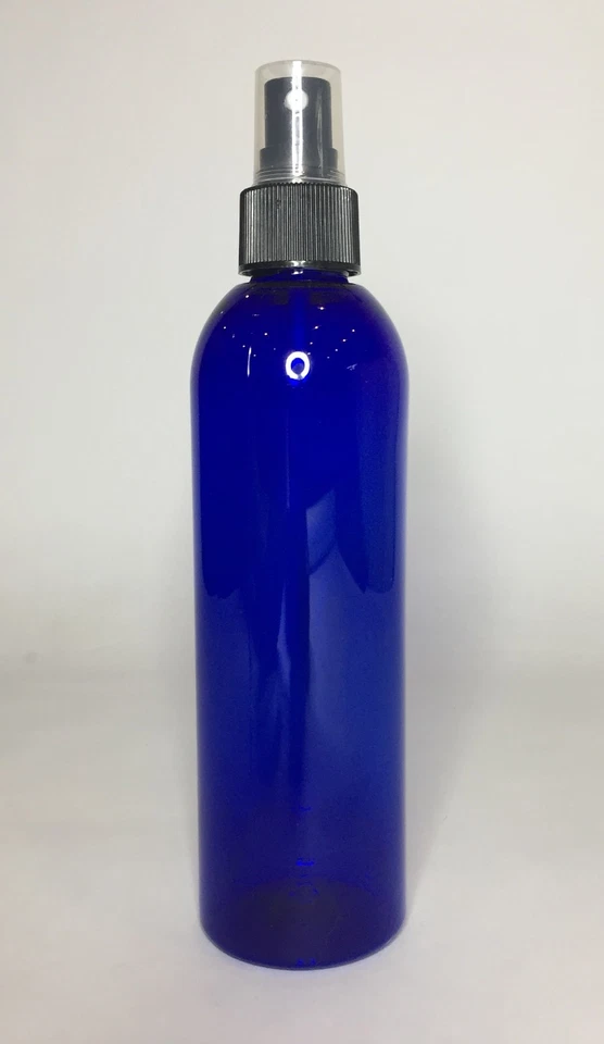500ml Cobalt Blue PET Plastic Tall Boston Bottle And Black Atomiser Spray