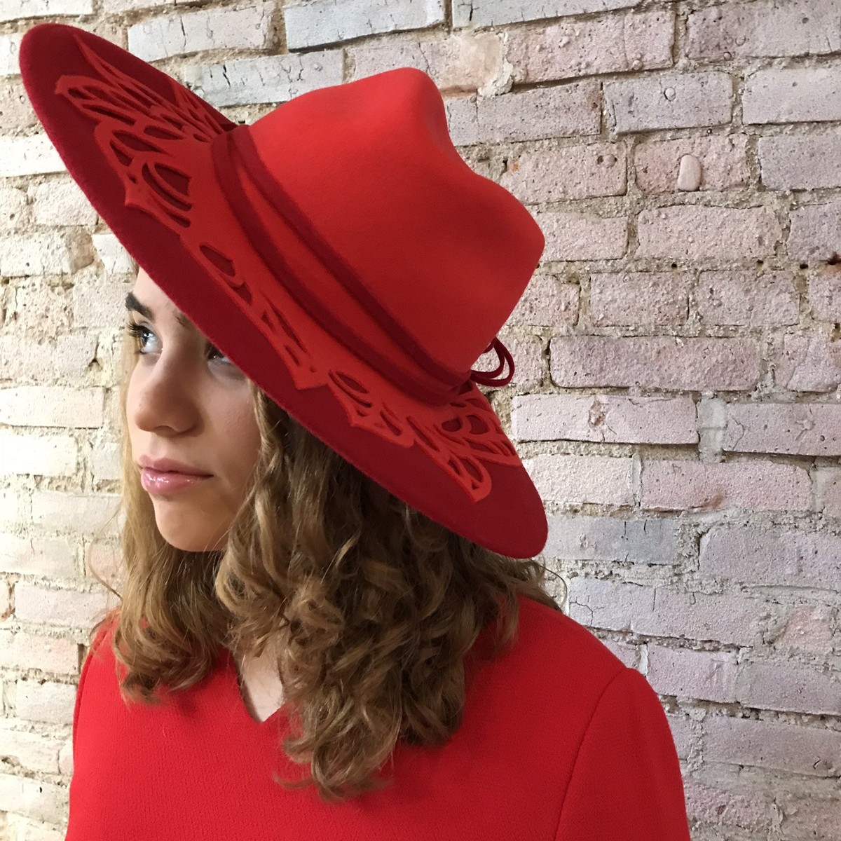 Missoni Brown Logo Lamb Leather wide brim hat Missoni Hat - Blue Hats, Accessories - MIS183566 | The RealReal main image 3