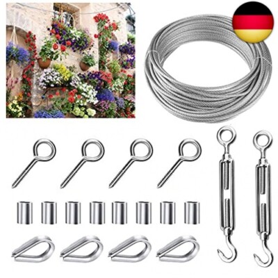 STCRERAG Drahtseil Edelstahl Set Rankhilfe Seilspannsystem Stahlseil mit