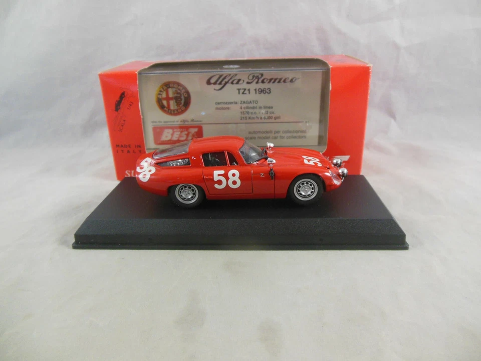 Best Model 9067 1964 Alfa Romeo TZ 1 Targa Florio in Red RN 58 1:43 Scale  - Image 2 of 4