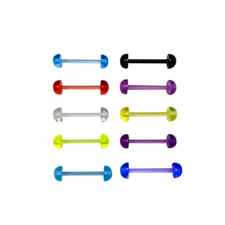 Wholesale 10Pk 14G Tongue Ring Barbells Flexi Shaft Half Ball 16mm Fit Piercings